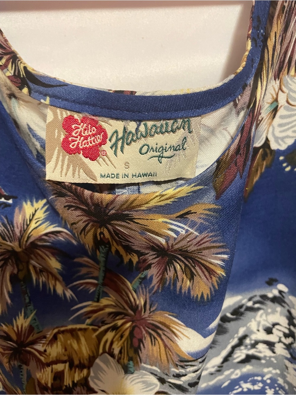 Hilo Hattie Blue Tropical Palm Print Dress - Picture 4 of 5